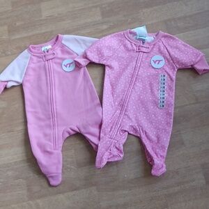 Virginia Tech sleepers, baby girl 0-3 months, set of 2